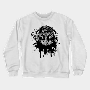 Cute cat listening to music Crewneck Sweatshirt